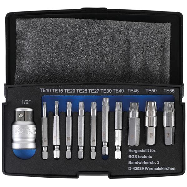 BGS 9170 Screw Extractor Set, for damaged T-Star ( for Torx) T10 - T55, 11 pcs.