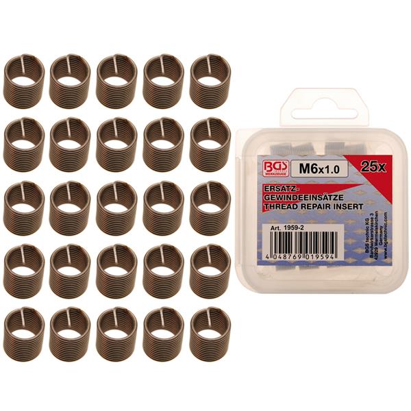 BGS 1959-2 Replacement Thread Inserts, M6 x 1.0 mm , 25 pcs.