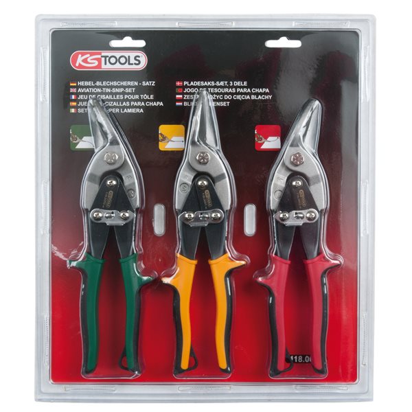 KS-Tools 118.0050 Tin snips sheet metal shear set, 3 pcs