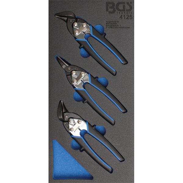 BGS 4125 Werkstattwageneinlage 1/3: Mini-Karosseri e-Blechscheren, 3-tlg.