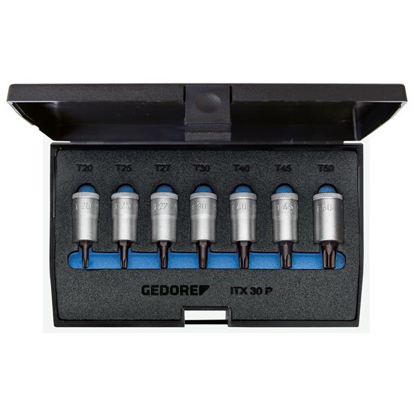 Gedore ITX 30 PM Screwdriver bit socket set 3/8" 7 pcs TORX T20-50