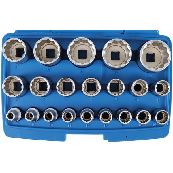 BGS 2267 Socket Set, 12-point, 12.5 mm (1/2") Driv e, 8 - 36 mm, 21 pcs.