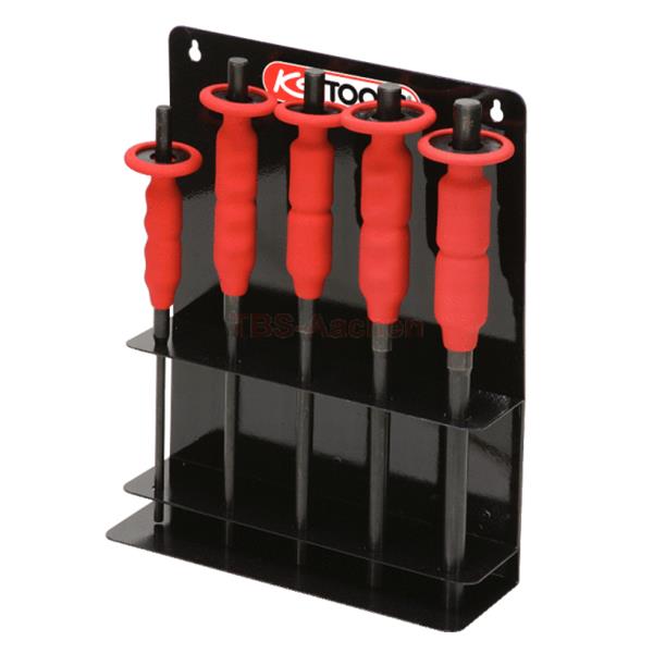 KS-Tools 156.0020 Pin punch set with hand protecti on grip, round shaft, 5 pcs, 6-14mm