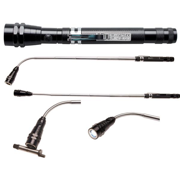 BGS 9303 Extendable LED Flashlight with Magnetic P ick Up Tool, "2-IN-1"