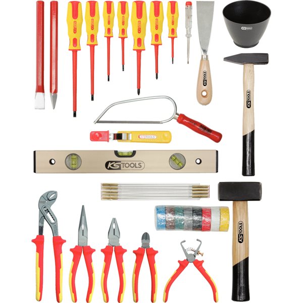 KS-Tools 117.0181 Electricians tool kit, basic,30 pcs, metal box