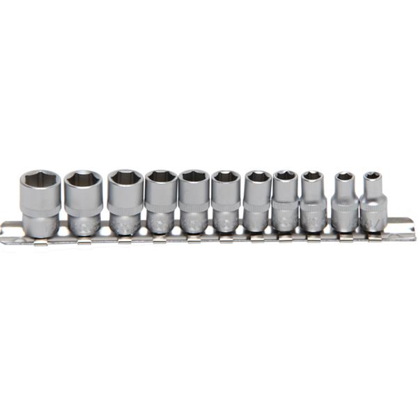 BGS 2433 Socket Set, Hexagon, 6.3 mm (1/4") Drive, Inch Sizes, 11 pcs.