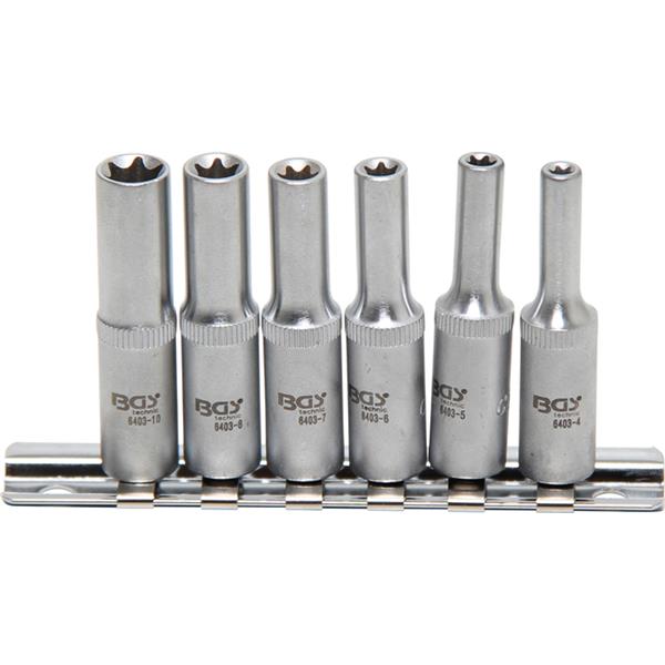 BGS 6403 Socket Set, E-Type, deep, 6.3 mm (1/4") D rive, E4 - E10, 6 pcs.