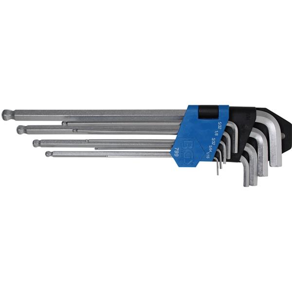 BGS 799 Winkelschlüssel-Satz, Zollgrößen, Innensec hskant/Innensechskant mit Kugelkopf 1/16" - 3/8", 