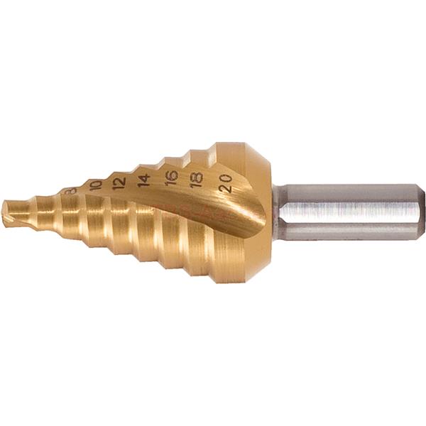 KS-Tools 330.2374 HSS-TiN Stufenbohrer extra kurz, 