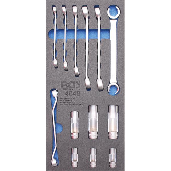 BGS 4048 Tool Tray 1/3: Flare Nut Wrench and Speci al Socket, 10 mm (3/8"), 13 pcs.