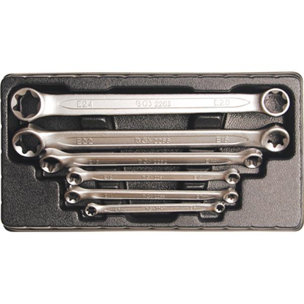 BGS 2268 Double Ring Spanner Set with E-Type Ring Heads, E6 x E8 - E20 x E24, 6 pcs.