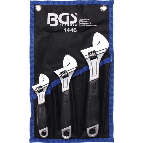 BGS 1446 Adjustable Wrench with Soft Rubber Handle , 3 pcs.