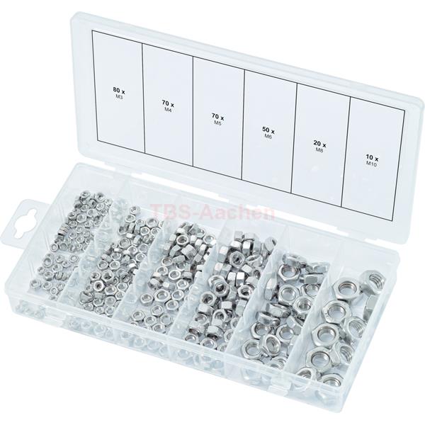 KS-Tools 970.0450 Stainless steel nuts assortment, metric, M3-M10, 300 pcs