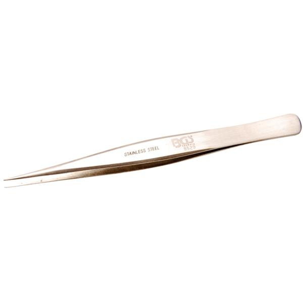 BGS 8620 Stainless Steel Sharp Tip Tweezer, straig ht, 125 mm