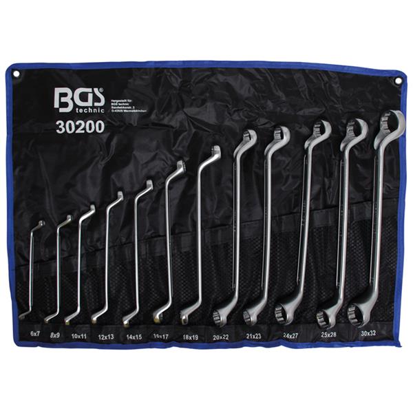 BGS 30200 Double Ring Spanner Set, deep offset end s, 6 - 32 mm, 12 pcs.