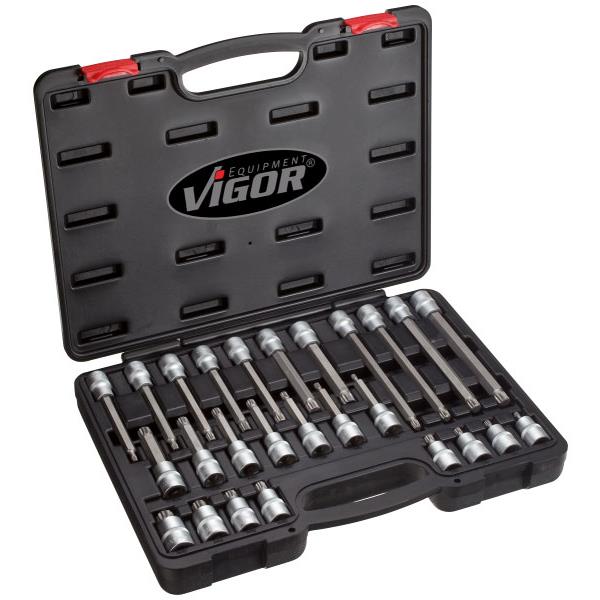 Vigor V1918 1/2&quot; serrated screwdriver bit set, XZN