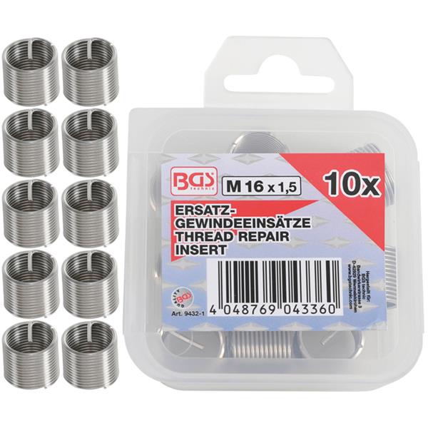 BGS 9432-1 Replacement Thread Inserts, M16 x 1.5 m m, 5 pcs.