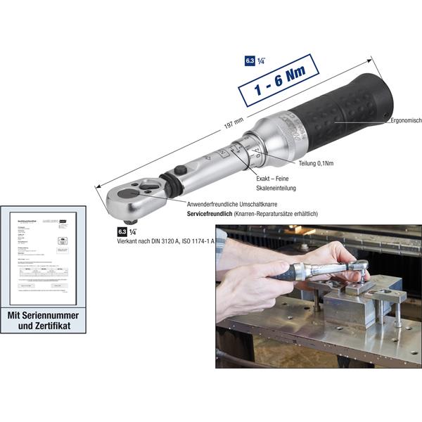 Hazet 6106-1CT Drehmomentschlüssel 1/4" 1-6 Nm