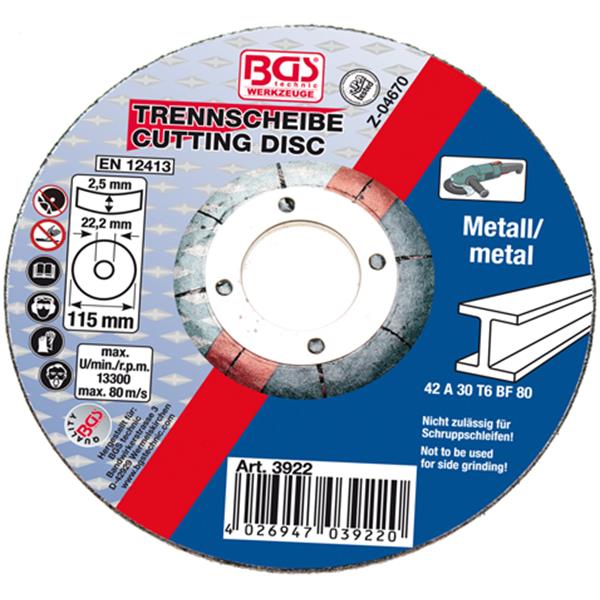 BGS 3922 Cutting Disc for Metal, Ø 115 x 2.5 x 22. 2 mm, Type 42