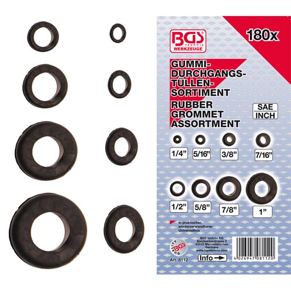 BGS 8112 Rubber Grommet Assortment, Inch Sizes, 18 0 pcs.