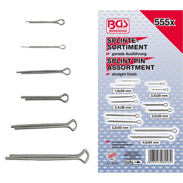 BGS 8048 Splint Pin Assortment, Ø 1.6 - 4.0 mm, 55 5 pcs.