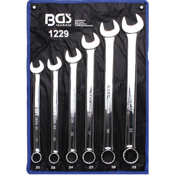 BGS 1229 Combination Spanner Set, extra long, 21 - 32 mm, 6 pcs.