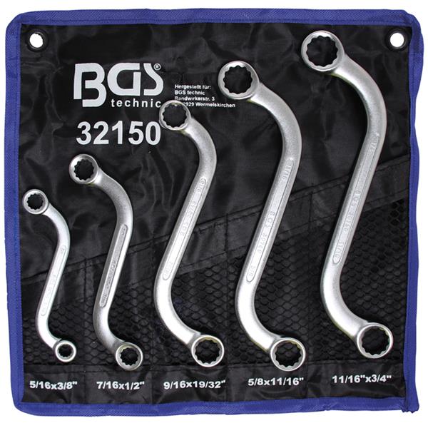 BGS 32150 S-Type Double Ring Spanner Set, Inch Siz es, 3/8" - 3/4", 5 pcs.