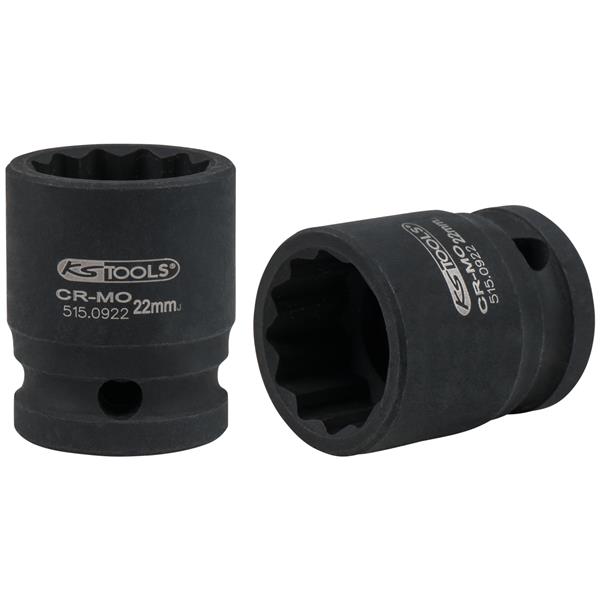KS-Tools 515.0922 1/2" 12 point impact socket, sho rt, 22mm