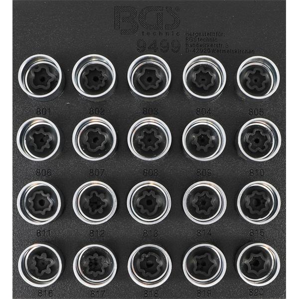 BGS 9499 Tool Tray 1/6: Rim Lock Socket Set for Au di, 20 pcs.