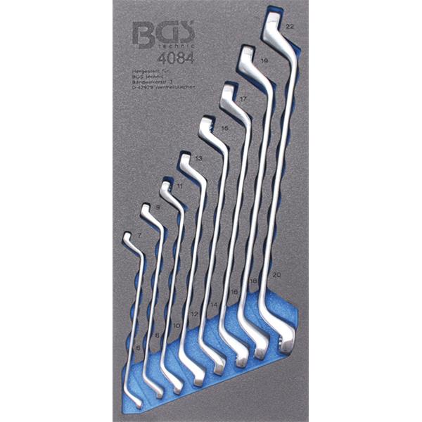 BGS 4084 Werkstattwageneinlage 1/3: Doppel-Ringsch lüssel-Satz, SW 6x7 - 20x22 mm, tief gekröpft, 8-t