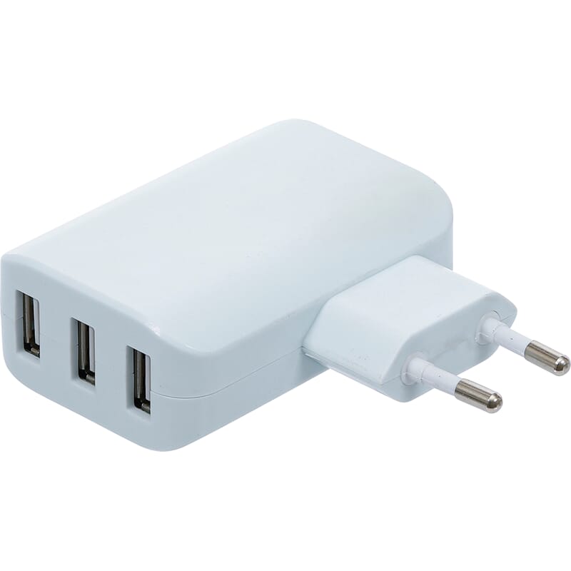 BGS 3377 Universal USB Charger, 3 USB ports, max 3 .4 A total max. 2.4 A / USB, 110 - 240V