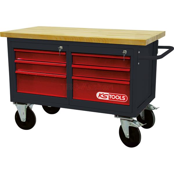 KS-Tools 865.0011 Fahrbare Werkbank mit 6 Schublad en