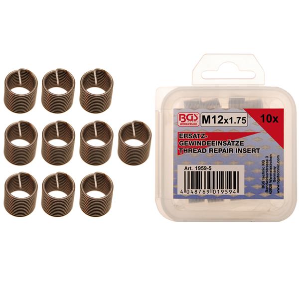 BGS 1959-5 Replacement Thread Inserts, M12 x 1.75 mm, 10 pcs.
