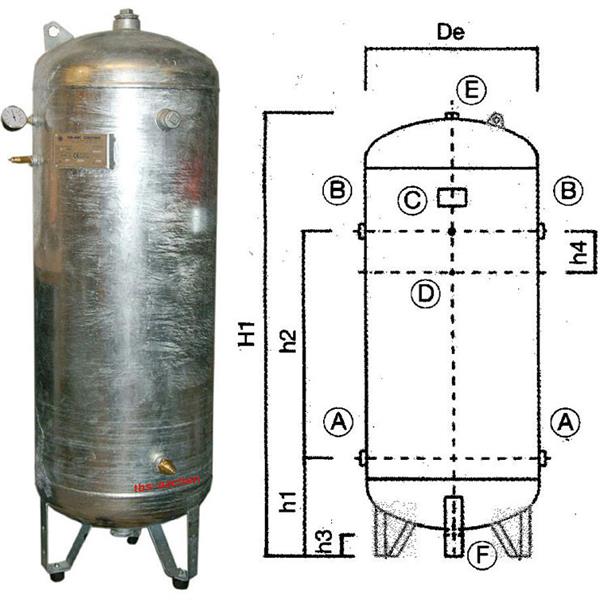 Mark Druckluftkessel, verzinkt 500 l, 16 bar 