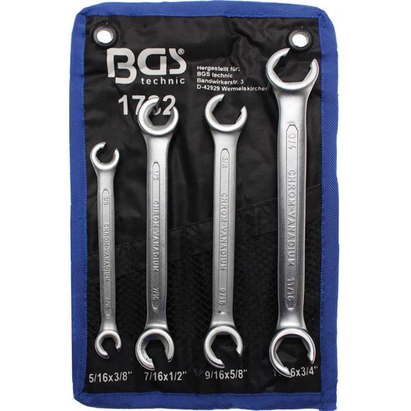 BGS 1782 Double Ring Spanner Set, open Type, Inch Sizes, 4 pcs.