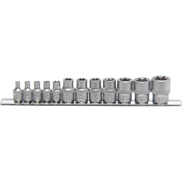 BGS 2038 Socket Set, E-Type, 6.3 mm (1/4") / 10 mm (3/8") Drive, E4 - E20, 12 pcs.