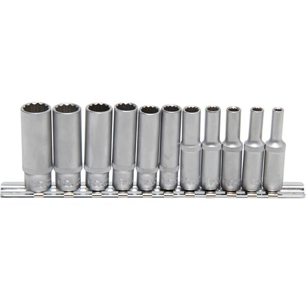 BGS 5251 Socket Set, 12-point, deep, 6.3 mm (1/4") Drive, 4 - 13 mm, 11 pcs.