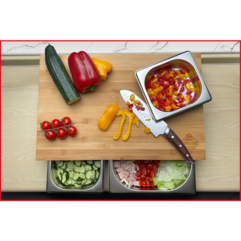 KS-Tools 100225 Cutting Board with 3 stainless steel bowls