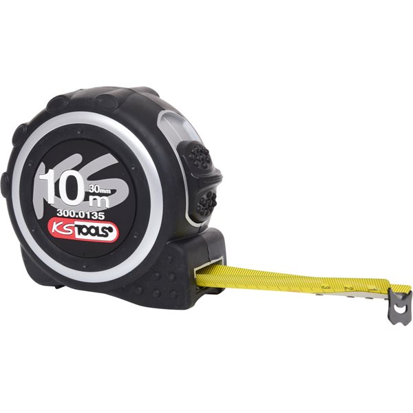 KS-Tools 300.0135 Tape measure with locking device and belt clip, 10m