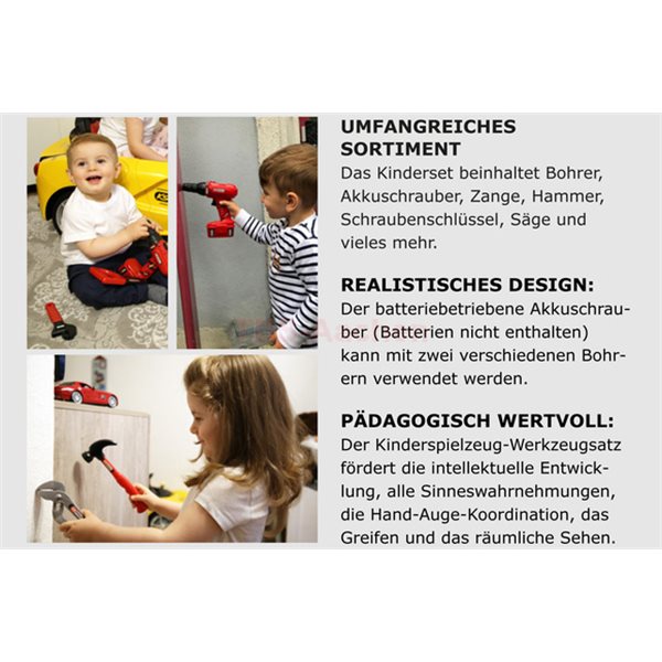 KS-Tools Kinderspielzeug-Werkzeugsatz, 19-teilig inkl. Werkzeug-Box