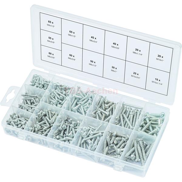 KS-Tools 970.0420 Ball head Parker screws assortme nt, M4x1/2"-M10x1.1/4", 550 pcs