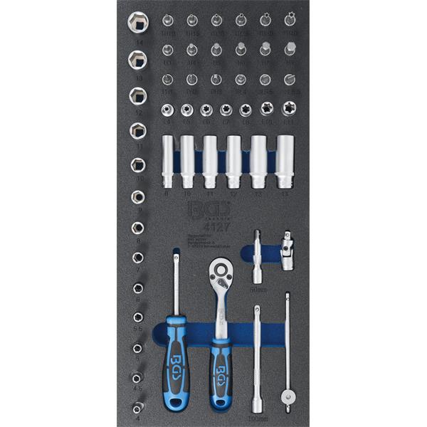 BGS 4127 Werkstattwageneinlage 1/3: Steckschlüssel -Satz, 6,3 mm (1/4"), 50-tlg.