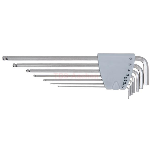 KS-Tools 964.0515 STAINLESS STEEL Hex key set, bal l end, extra long, 7 pcs