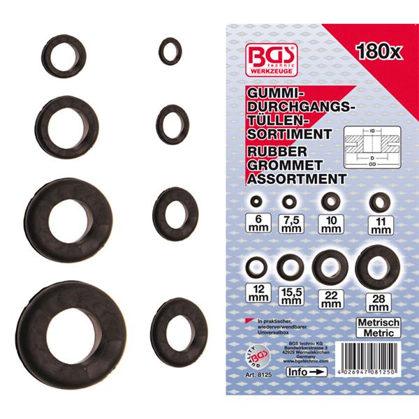 BGS 8125 Rubber Grommet Assortment, Metric, 180 pc s.