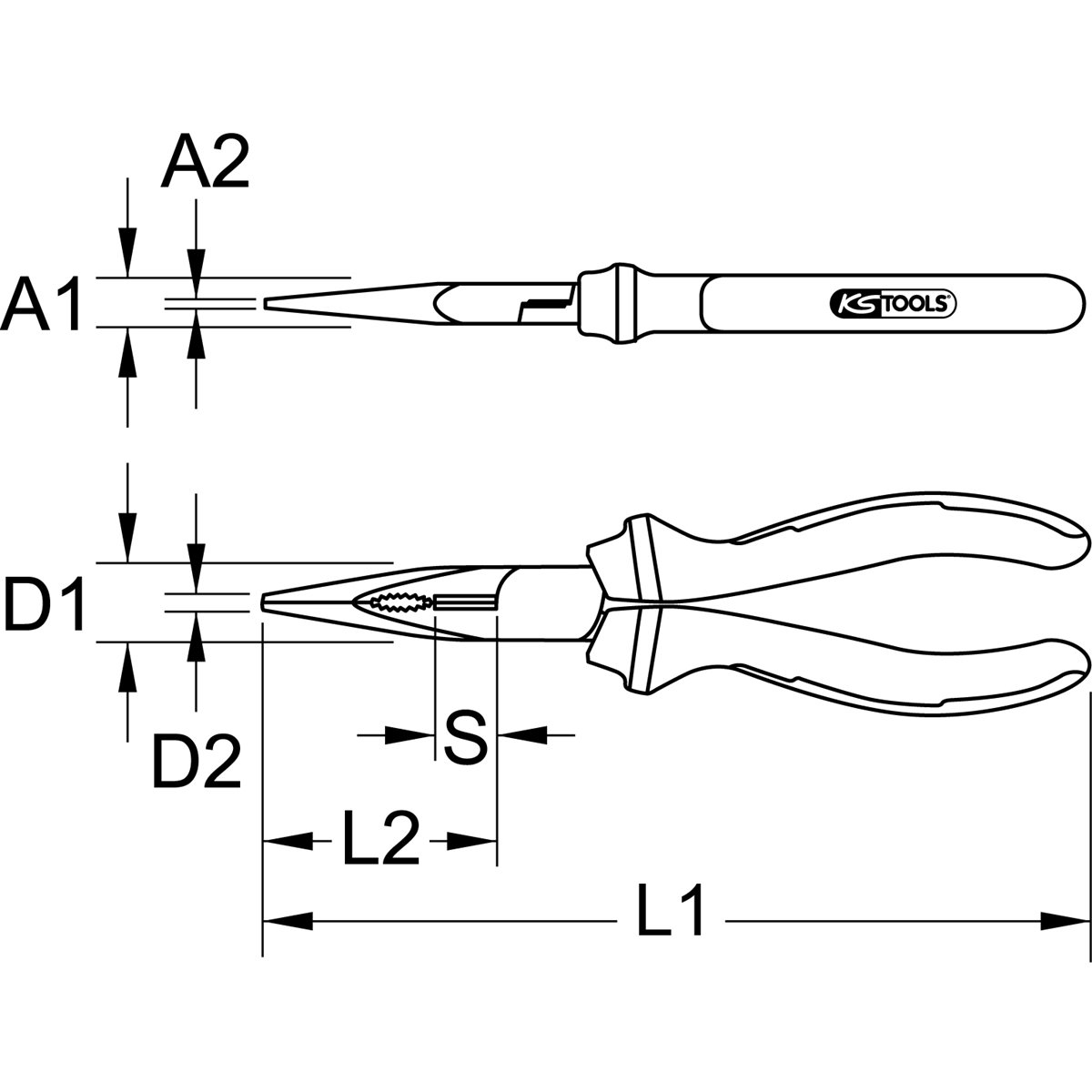 KS-Tools 117.1118 ERGOTORQUE VDE Flachrundzange,20 