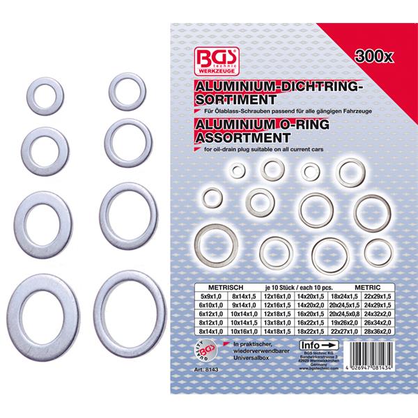 BGS 8143 Seal Ring Assortment, aluminium, 300 pcs. 