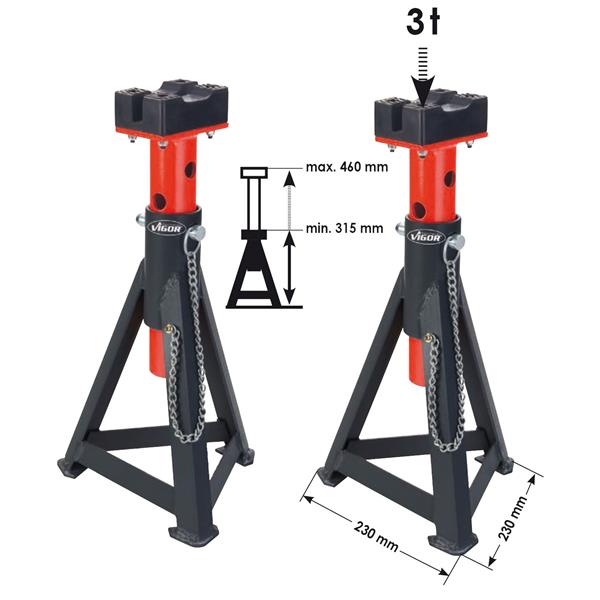 Vigor V2477 Unterstellböcke, 3 t Tragkraft (Paar)