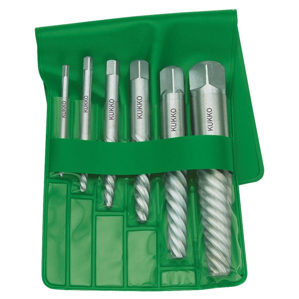 Kukko 49-0-S Screw Extractor Set (6 Parts) W. Broa d Flutes,For Ø 3-24 Mm