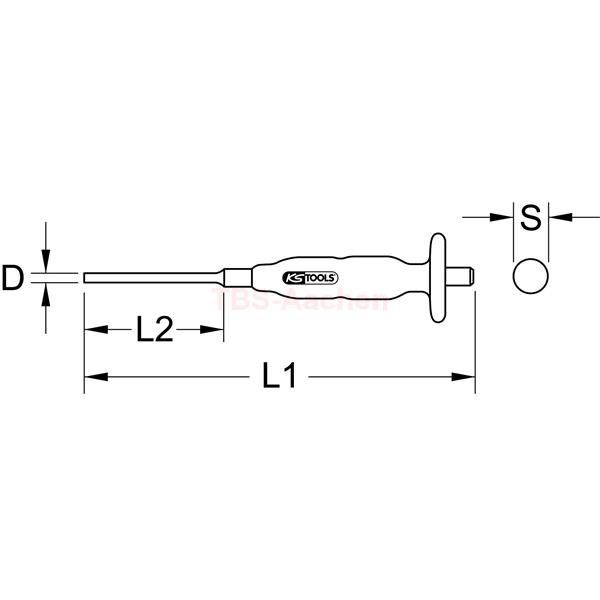 KS-Tools 156.0002 Pin punch with hand protection g rip, round shaft, Ø 2mm