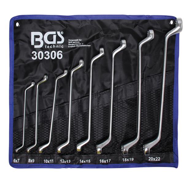 BGS 30306 Double Ring Spanner Set, deep offset end s, 6 x 7 - 20 x 22 mm, 8 pcs.